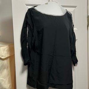 100% silk Jenny Han top with silver embellishments